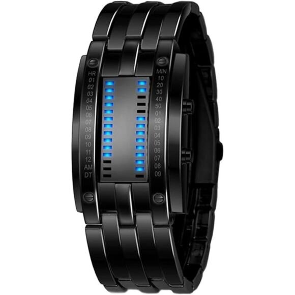 Mens Binary Sports Watch Digital LED Matrix Waterproof Outdoor Casual - Picture 6 of 6